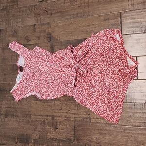 Floral print LOFT shorts romper Medium tie wasit